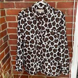 Michael Kors Leopard print blouse size large